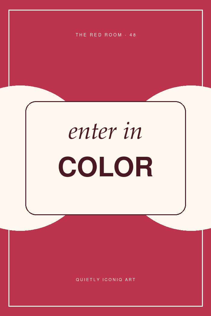 Graphic cherry and ivory typography print reading enter in color