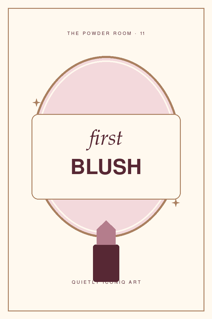 The Powder Room graphic art print reading first blush