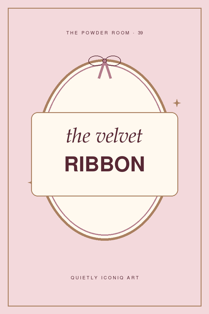 The Powder Room graphic art print reading the velvet ribbon