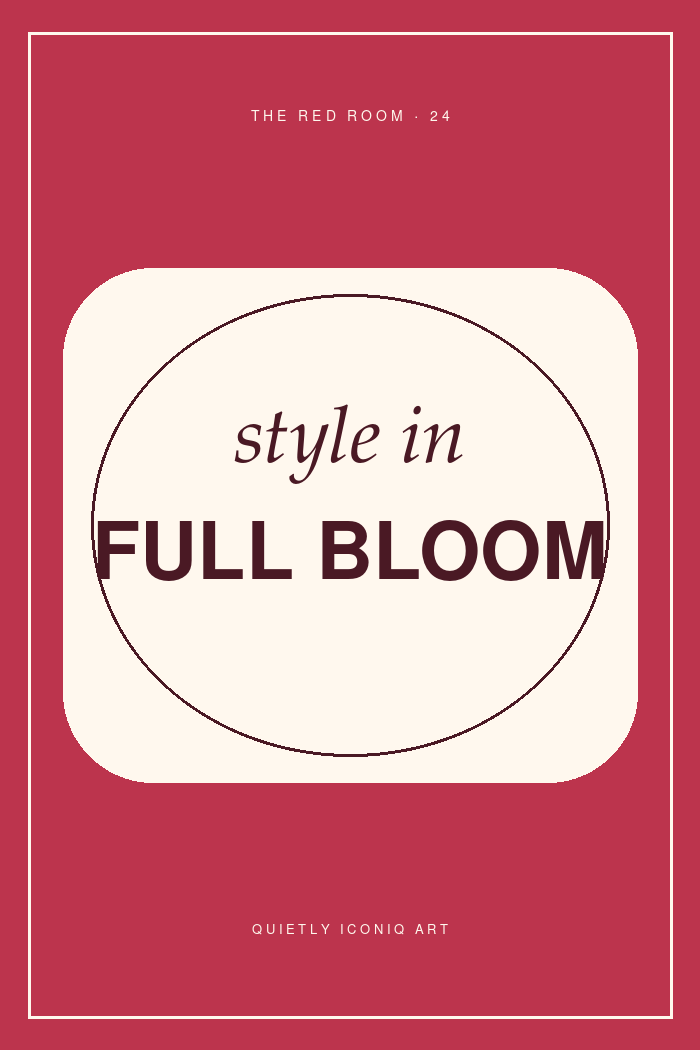 Cherry and ivory graphic typography poster reading style in full bloom