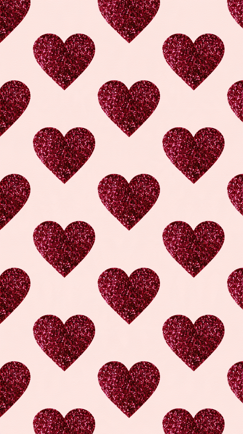 Phone wallpaper 3: Burgundy Glitter Hearts Small burgundy glitter