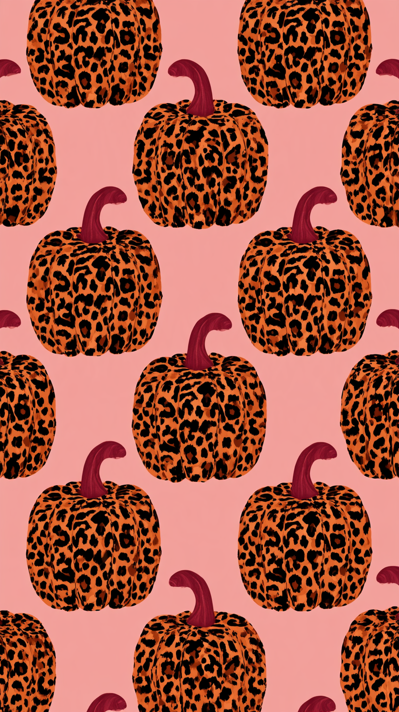Phone wallpaper 15: Leopard Pumpkins Repeating small pumpkin silho