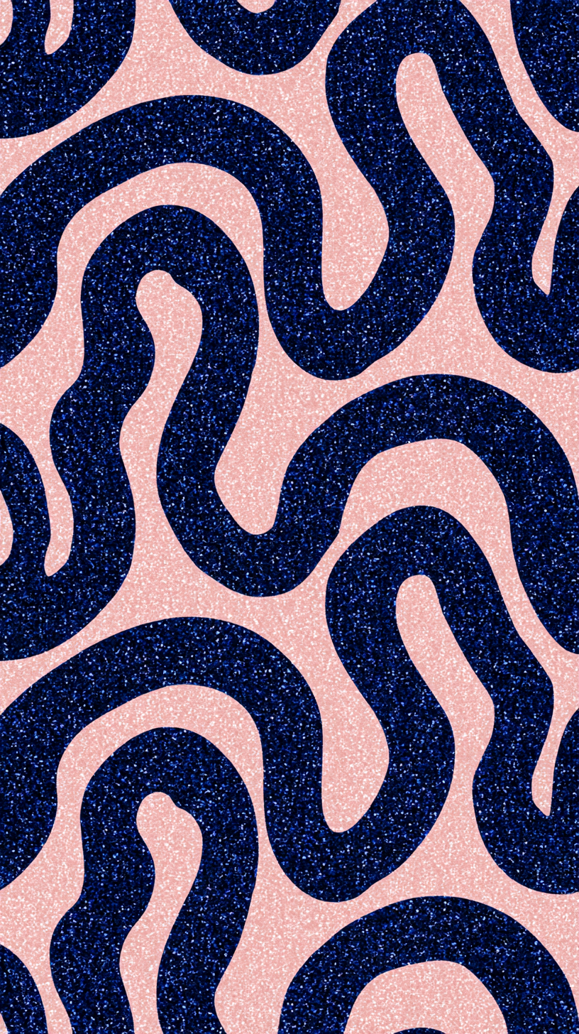 Phone wallpaper 17: Navy Glitter Squiggles Repeating thick navy bl