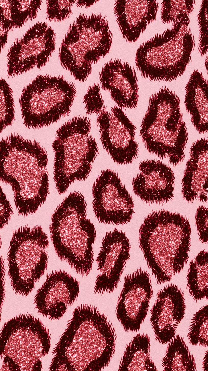 Phone wallpaper 20: Pink Glitter Leopard All-over leopard pattern