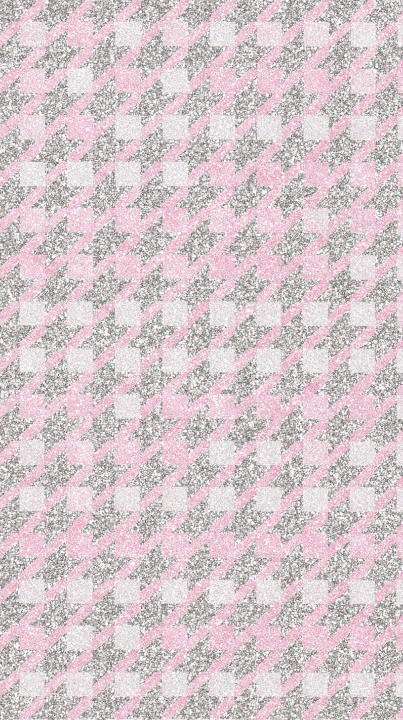 Phone wallpaper 29: Pink Silver Glitter Houndstooth Classic small